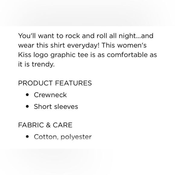 KISS Band Tee by Licensed Character NWT Women’s Logo Graphic Music T-shirt Sz XL - Picture 6 of 9